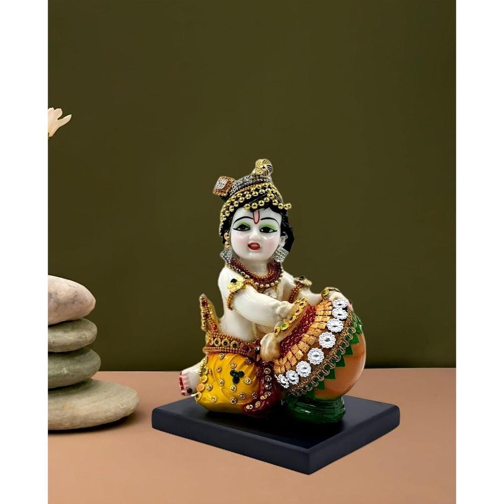 Baby Krishna Bal with Rakhi Pair Kishan Bal Gopal Maakhan Chor Makhan Chor Murti Idol Statue Sculpture