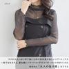 Glitter Top with Sheer High LL Sizes [Dress K.O] See-Through Inner, Neck, M, L, (JP, Alphabet, L, LL, Black)
