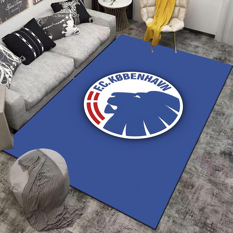 FC Copenhagen Logo Carpet, Blue Lion Pattern Home Decor Rug Suitable for Use As an Anti-slip for Living Room Bedroom Sofas