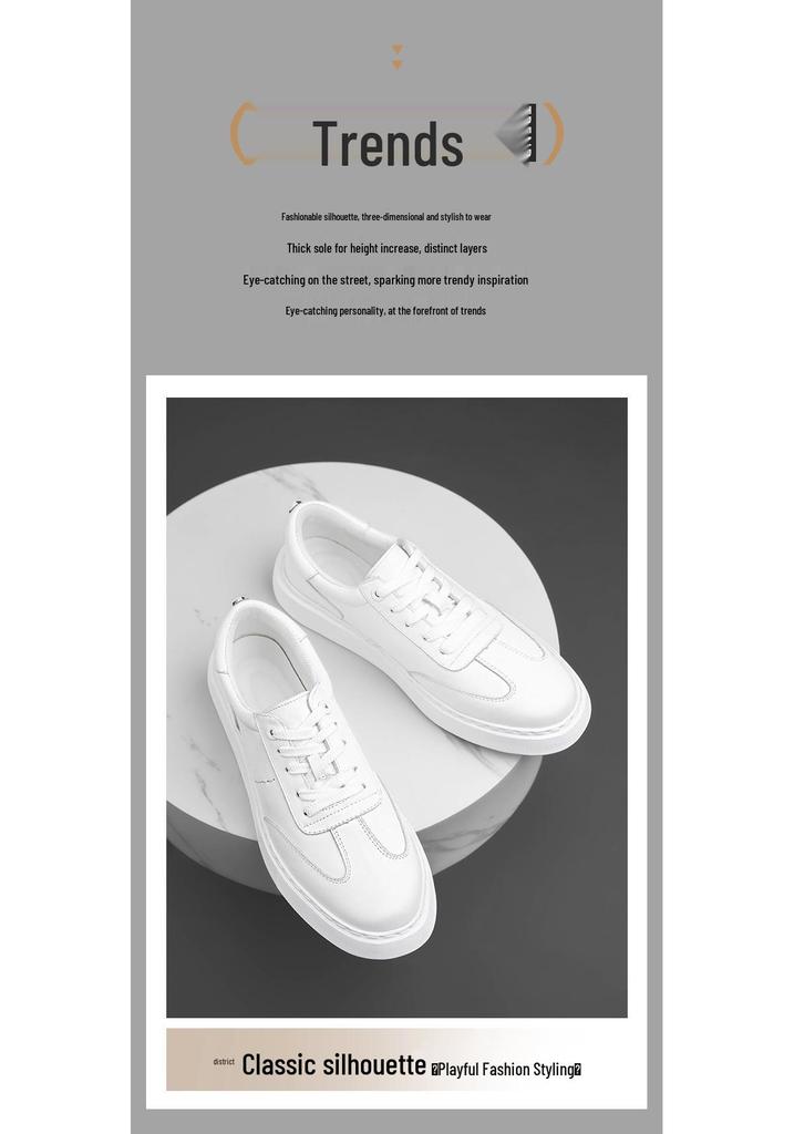 Men's Spring Collection: White Trendy Non-Slip Thick Sole Casual Sports Board Shoes
