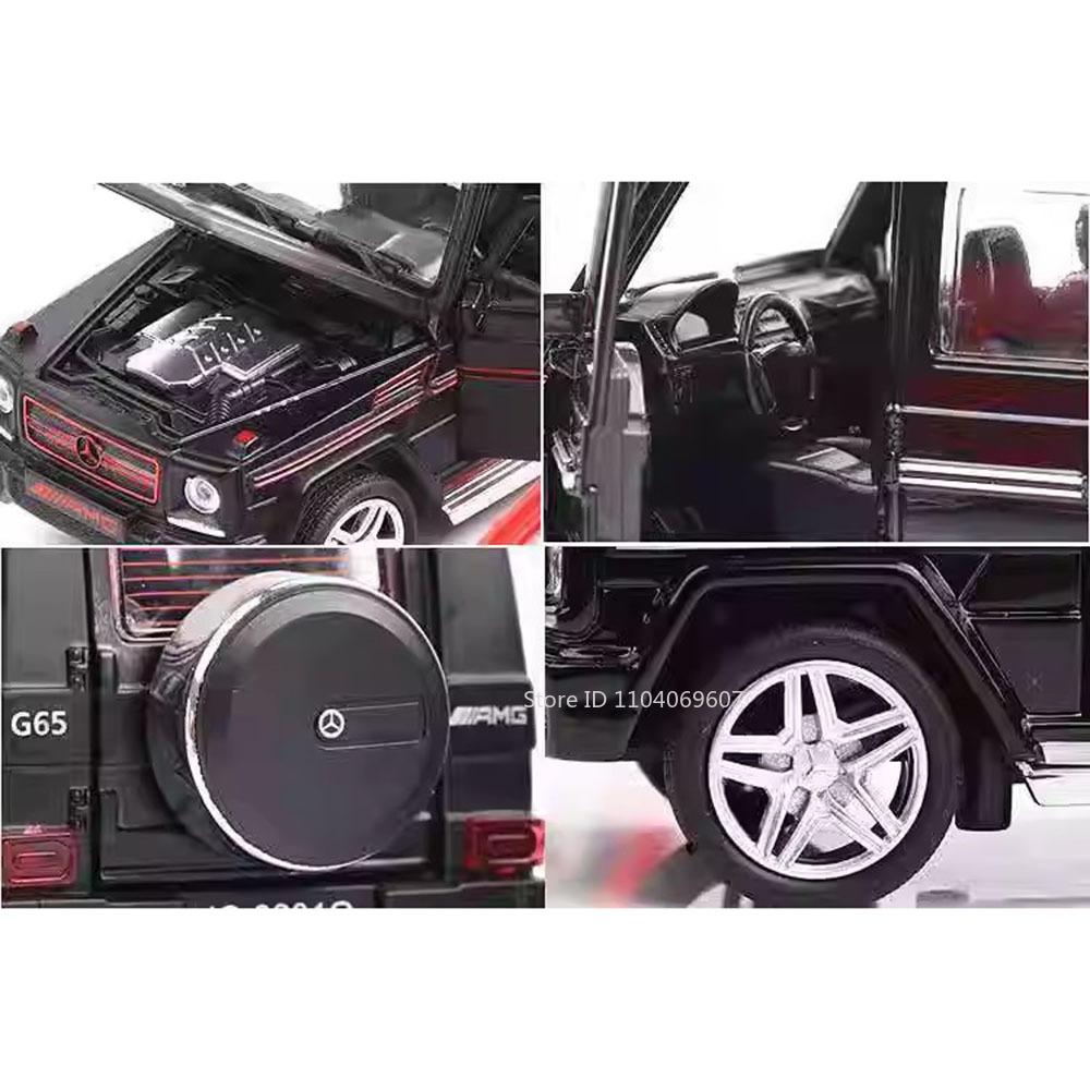 1:32 Scale G65 Alloy Diecast Toy Car Models 4 Doors Opened Sound Light Pull Back Hihgh Simulation SUV Vehicles for Kids Presents