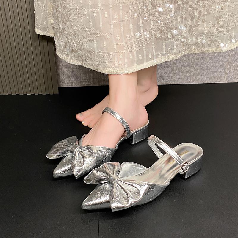 Fashion 2025 New Butterfly-knot Women Hot Selling Simple Fashion High Quality Simple and Elegant Slippers Sandals High Heel Ladies Shoe