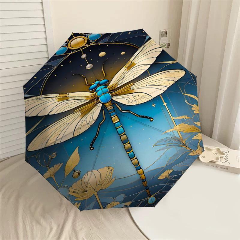 

1PC Dragonfly Artwork Automatic Open/Close Umbrella with Windproof, 8-Rib Sturdy Canopy, Durable Ribs, Fashionable Design1271A