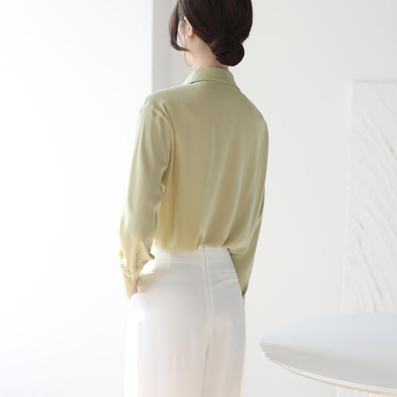 Office Lady Satin Casual Loose Shirts for Women Spring and Autumn Professional Long Sleeve Blouses Women Tops Slim Fit Temperament Elegant Shirt 26067