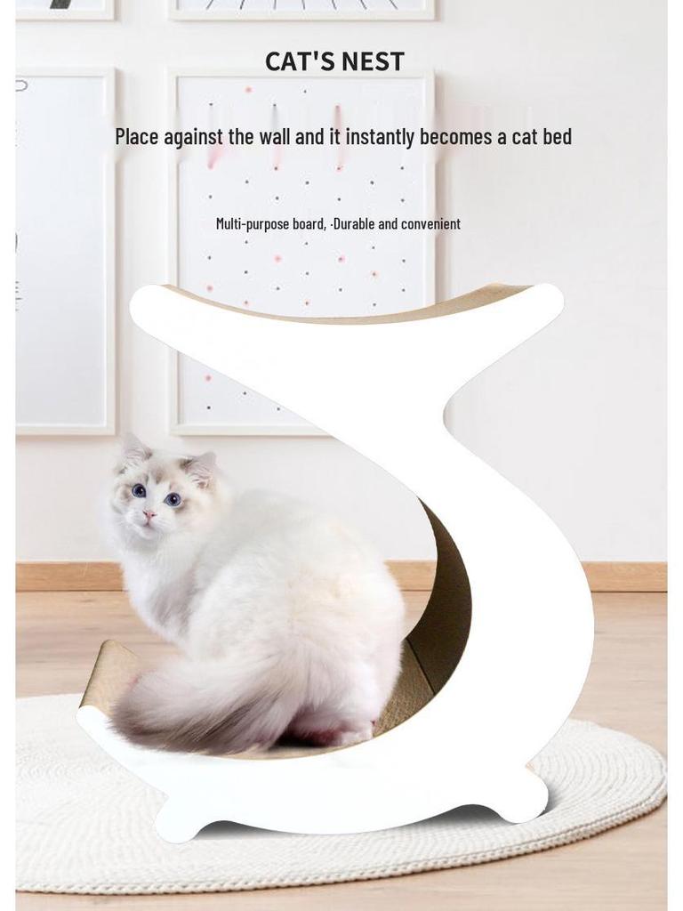 Creative C-Shaped Cat Tree: Multi-Function Scratch Board, Large Space, Durable & Climbable, Scratch-Resistant, No Shedding.