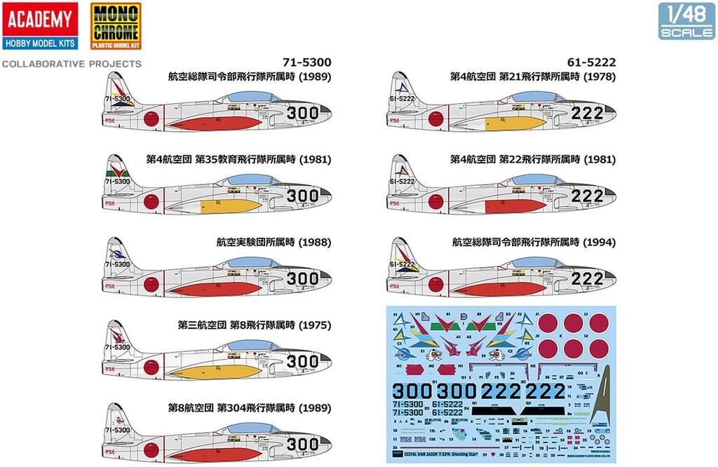 Monochrome Japan Air Force Jet Trainer Air Defense Command Headquarters Squadron Plastic Model Kit MCT507 1/48 Self-Defense T-33A Aircraft,