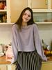 Avang Knitted Long Sleeve Cropped T-Shirt - Lavender