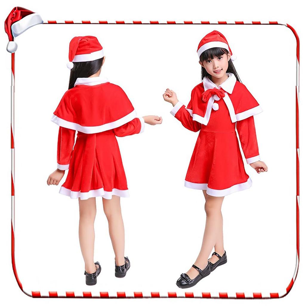 ZOMOZO Santa Cosplay Costume with 2025 Boys and Fluffy Santa Claus Christmas Gift Kids' Hat, Set, Girls, Costume, Kids' (Girl, 110)