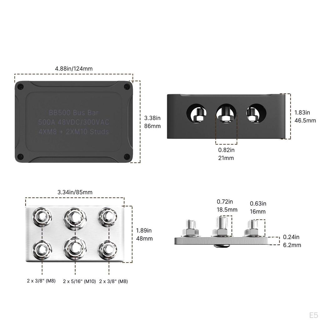 500A 48V Marine Bus Bar Power Distribution Block Terminal for Auto Boats
