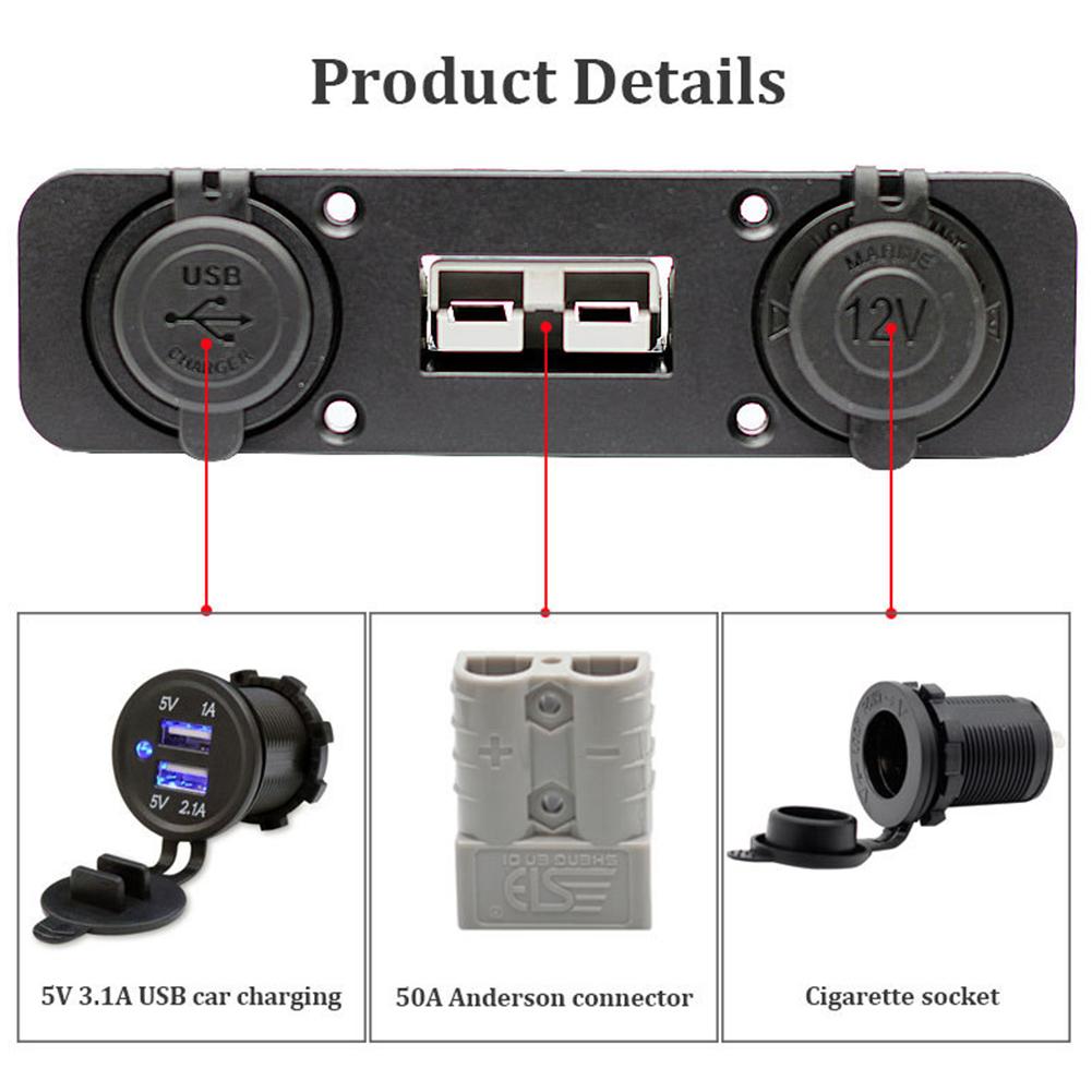 Dual USB Port Power Socket Anderson Plug Power Hub Connector Dual USB Type-C Cigarette Lighter Socket For Boat Caravan
