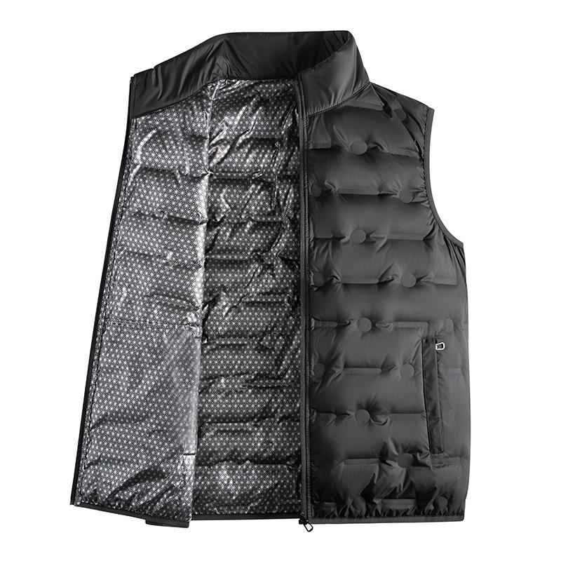 

Winter Men Casual Duck Down Sleeveless Vest Man Outdoor Warm Multi Pocket Vest Men Women Lightweight Work Waistcoat XS чёрный