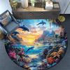 Dolphins Coral Round Area Rug,Carpet Rug for Living Room Bedroom Sofa Playroom Decor,Non-slip Floor Mat