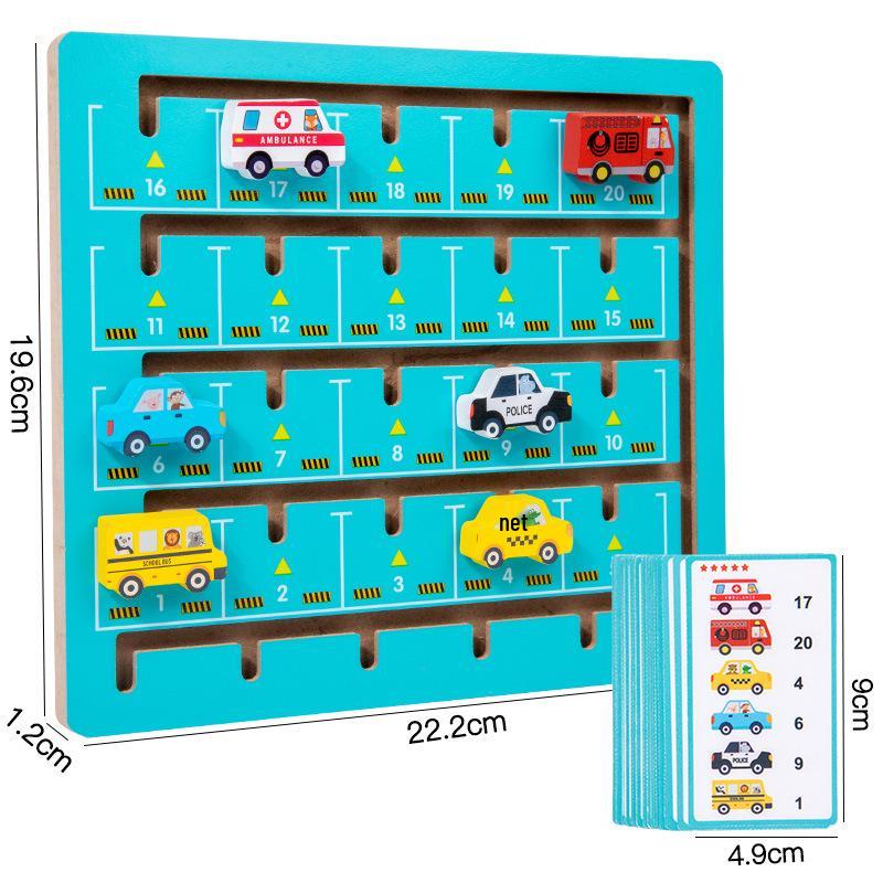 Wooden Kids Fun Cognitive Movement Game: Sliding Card Matching Car for Early Learning
