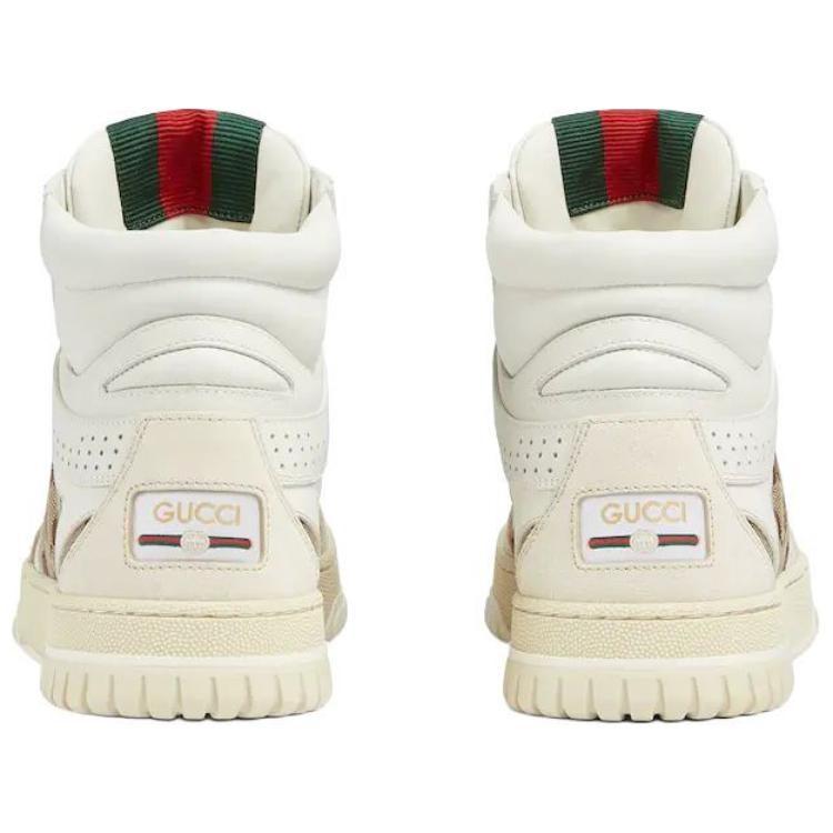 Gucci Re Web Canvas Leather High Top Skateboard Shoes Women's White 816732 AADHW 9573