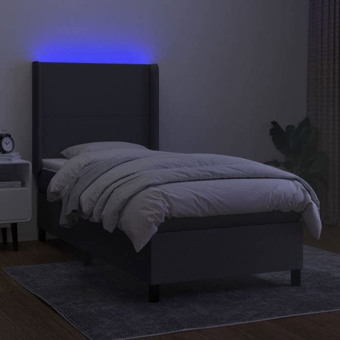 VidaXL Sommier à Lattes de Lit avec Matelas LED, Lit Rembourré, Lit Simple, Lit Adulte de Chambre à Coucher Intérieur, 3138118