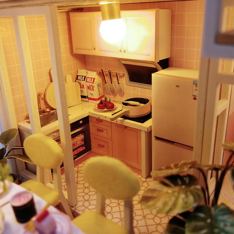 DIY Doll House Wooden Case Miniature Miniature puzzle Furniture Dollhouse Toys Model Assembly Toy Children Birthday Gifts