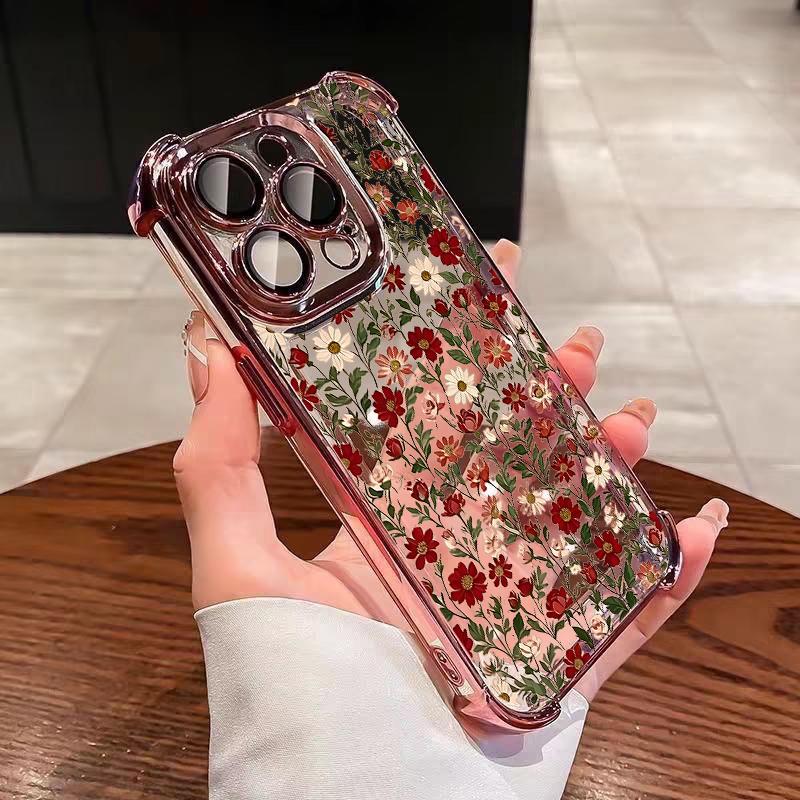 Phone Case For Xiaomi Note 15 14 13 Pro Plus 5G 12 11 11S 4G Redmi 15C 15 14C 12C 10C Plating Cute Clear Daisy Shockproof Cover
