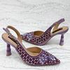 E-commerce Ladies' High Heels & Bag Set: Pointed Toe, Full Diamond Design, 3D Flower Accents, Matching Small Square Bag
