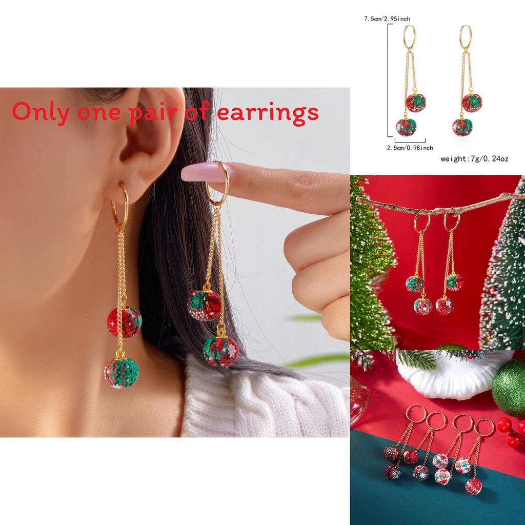 Christmas Theme Alloy Earrings With Suede Tassels Details For Seasonal Wear