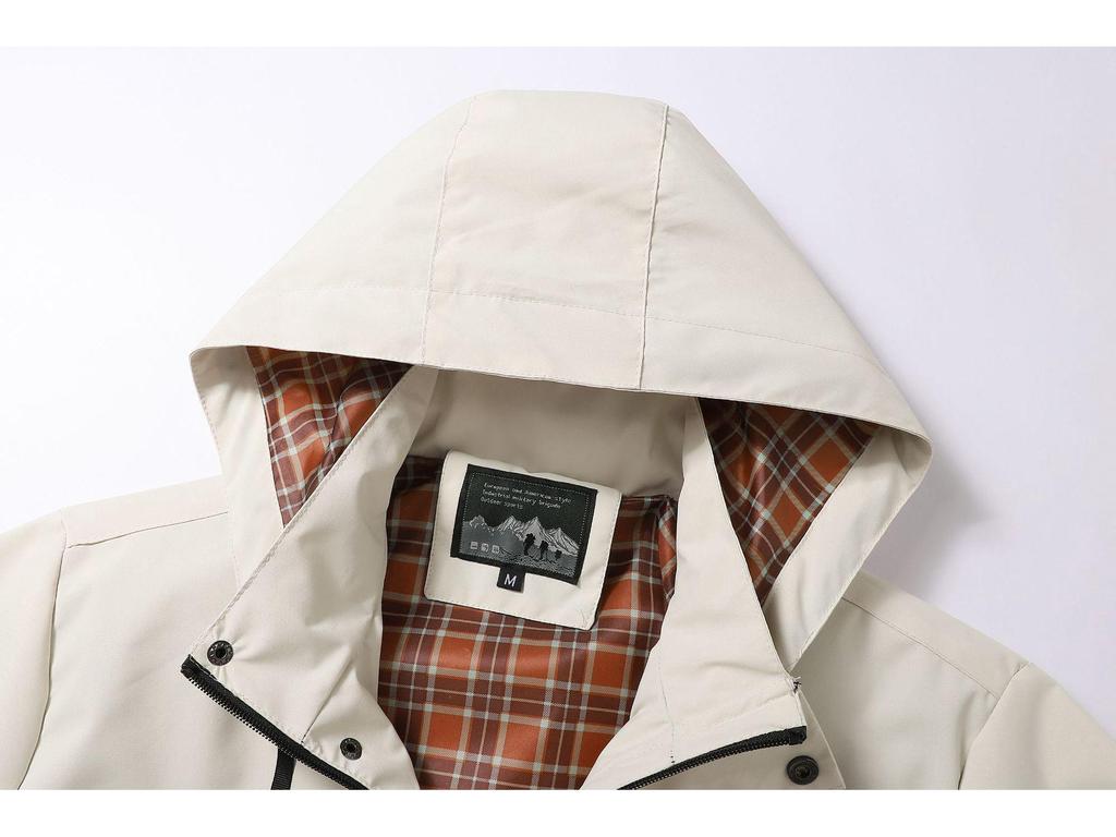 Evropská velikost Pánská nepromokavá větrovka - Lehká, větruodolná, s kapucí, outdoorová bunda pro horolezectví.