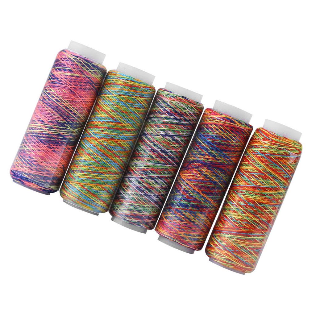 5pcs Multicolor Gradient Sewing Quilting Embroidery Thread Spools Garment Accessory