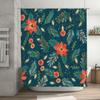 Christmas Shower Curtain Floral Print Waterproof Bath Decor for Bathroom Green Red Poinsettia Pattern Shower Liner Decoration Xm