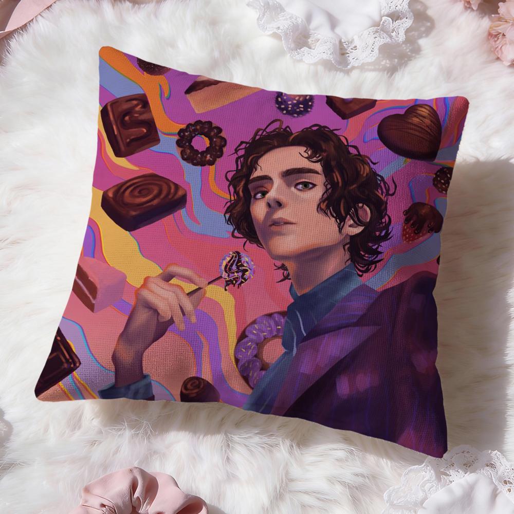 Moive W-Wonka Cushion Cover Premium Comfort Reversible Pillow Cove -Two in One Design for Any Room & Car Interior