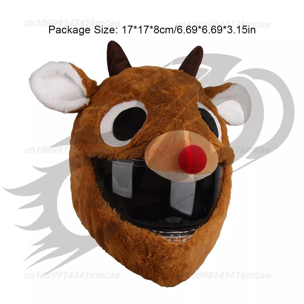 Universal Motorcycle Christmas Helmet Cover Cartoon Elk Santa Claus Fluffy Plush Set Christmas Cosplay Splicing Head Cover Helmet Communication 7