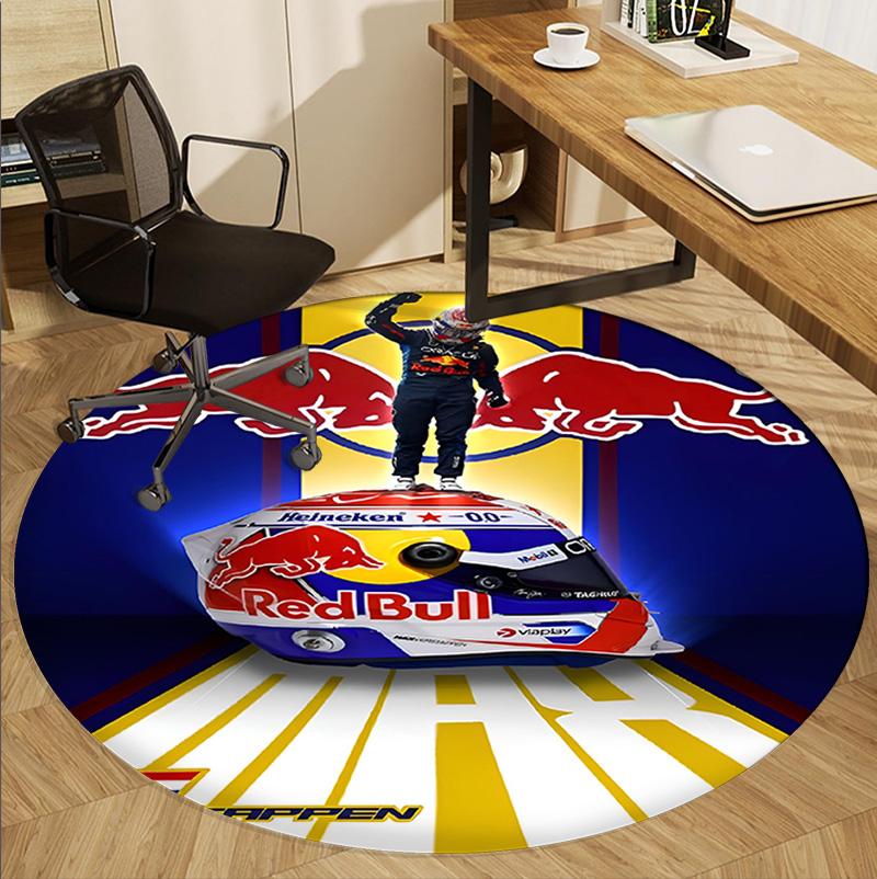 Red Bull Racing Muster Runder Teppich, Innen-/Außenmatte, für Picknick, Spielzimmer, Schlafzimmer, Büro, Wohnzimmer, Heimdeko Teppich, Geburtstagsgeschenk
