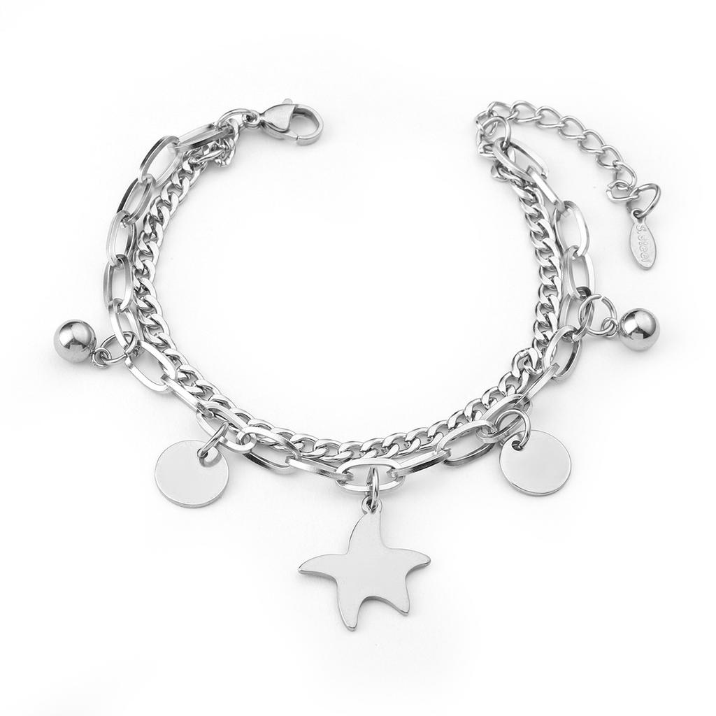 European and American simple personalized bell double-layer titanium steel bracelet spot men and women couple jewelry women's trend fashion jewelry