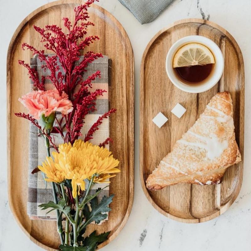 Wooden Tray Cloud Shaped Tea Mat Dessert Plate Cafe Cake Plate Snack Dish Tableware Solid Wood Food Tray Rectangle Tableware Mat