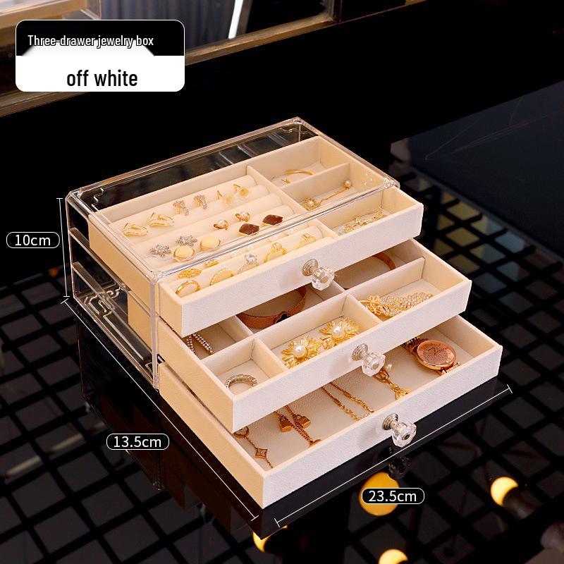 Large Transparent Jewelry Storage Box with Multi-Compartment Display for Necklaces, Earrings, Lipsticks, and Studs