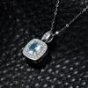 New Natural Sky Blue Topaz 925 Sterling Silver Halo Pendant Necklace for Women No Chain