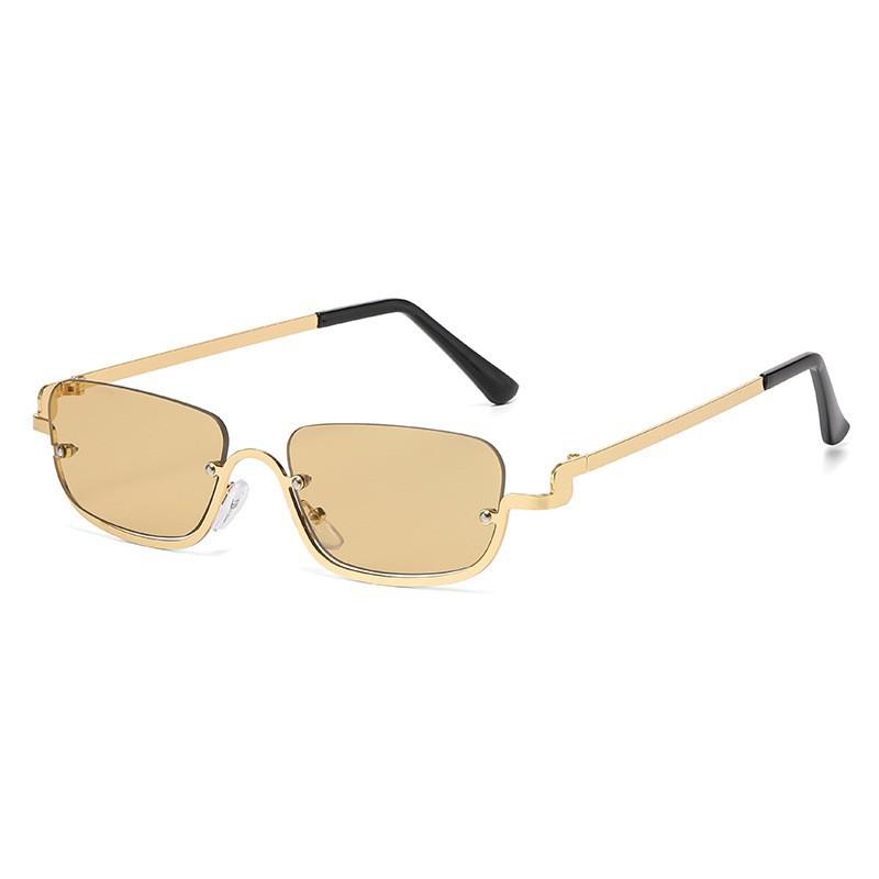 New metal sunglasses European and American retro half-frame square glasses fashion trend sunglasses