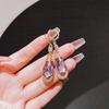 Green Color Cubic Zircon Crystal Stone Long Tassel Water Drop Earrings Temperament Korean Jewelry Pendientes For Women Boucle D'OreilleTrendy Drop