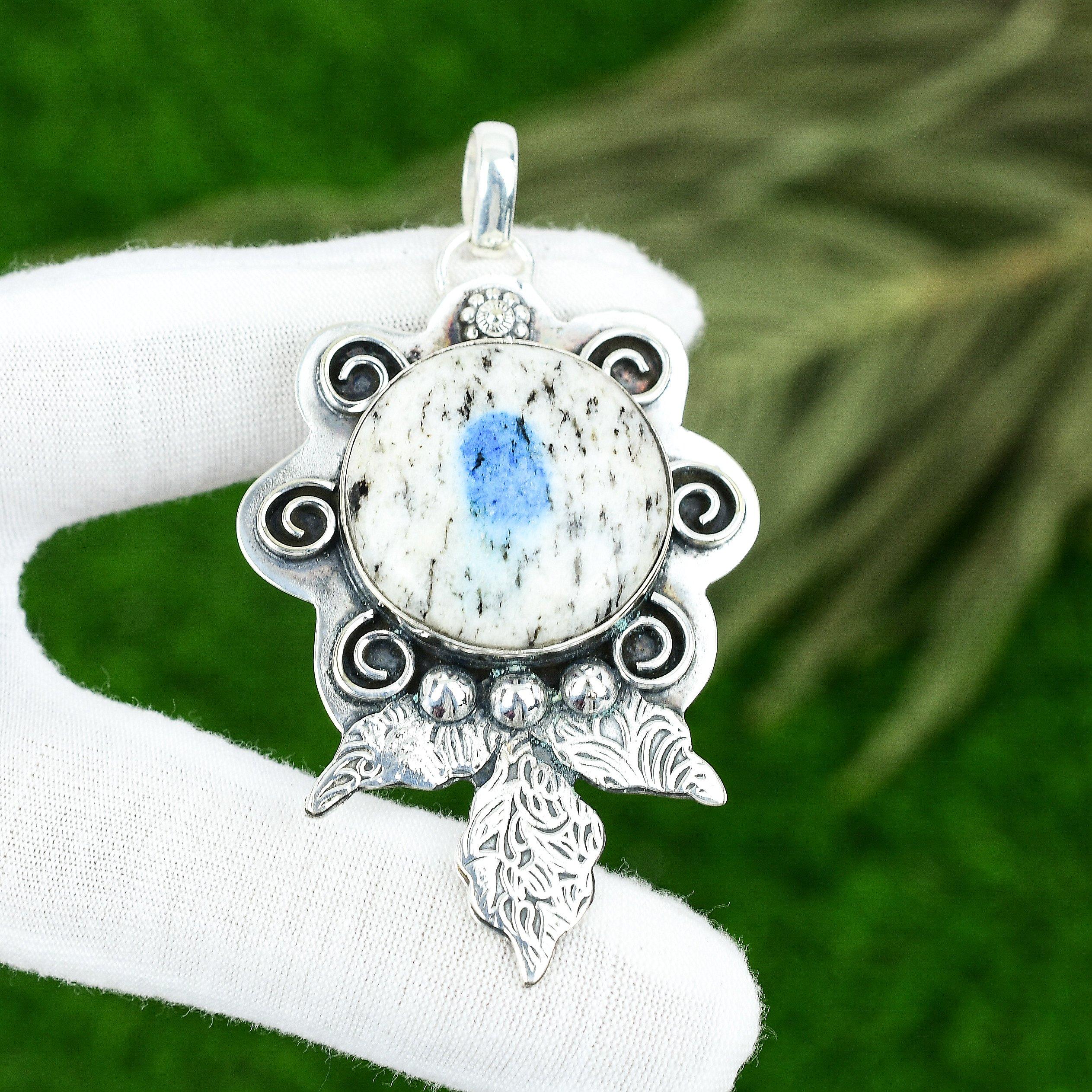 Friendship Day Sale Round K2 Jasper Gemstone New Pendant Jewelry Sterling Silver