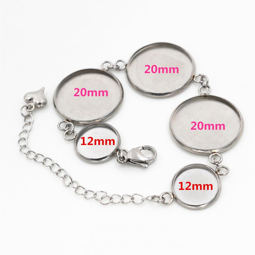 2 ks 12mm 14mm 16mm 18mm 20mm nerezová ocel 316 Základ pro náramek Náramek Prázdná miska na komponenty Zasazení lunety Kabošon Portrét