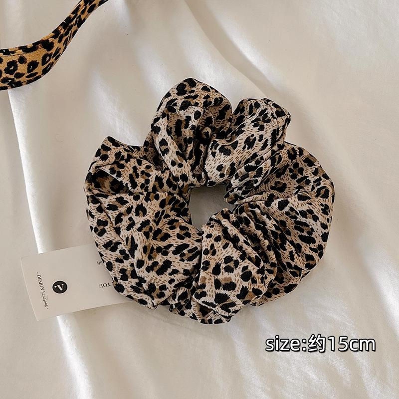 Double-layer Leopard Print Large Intestine Hair Tie for Women With Ponytail Hair Rope  New  Headband Fashion Headwear