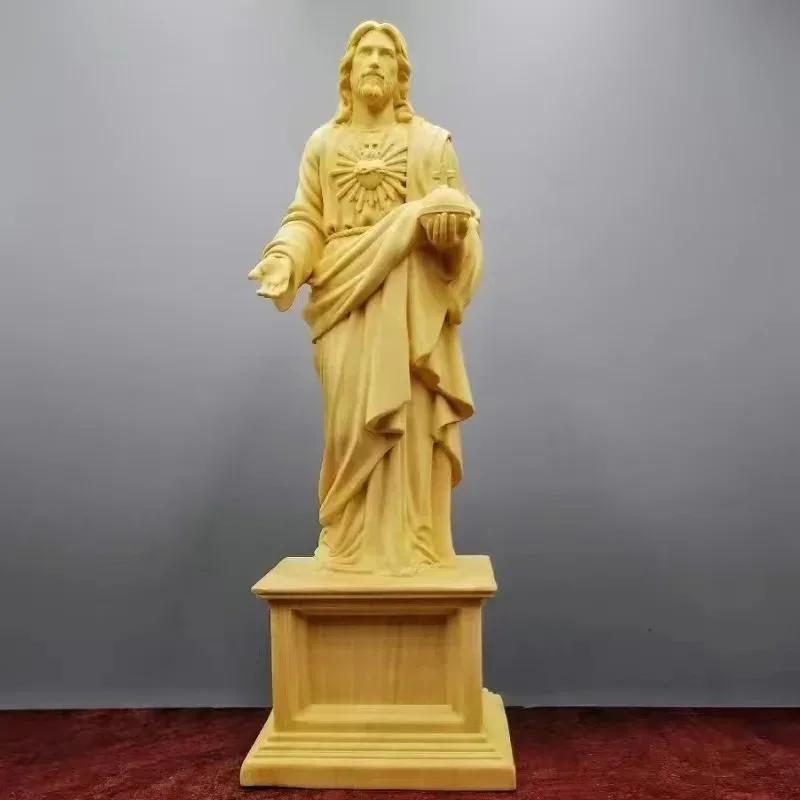 

high 20.5cm Traditional Hand Carving Home Living Room Decor Wood Catholic Carving Jesus Ornaments
