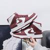 8 burgundy high-top board shoes for women's autumn and winter new thick-soled casual microfiber leather versatile sports shoes