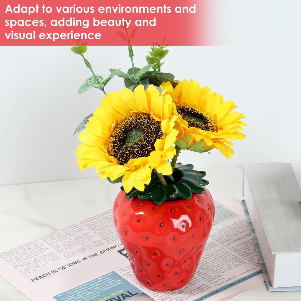 Wazon Truskawkowy Inspirowany Vintage Wazon na Kwiaty Truskawkowy Ceramiczna Dekoracyjna Doniczka w Kształcie Truskawki do Domu Biura Kuchni