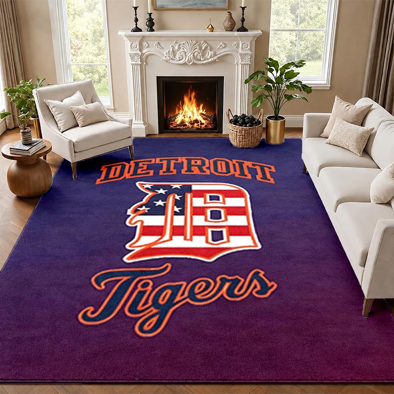 Detroit Tigers Teppich Fußmatte für Wohnzimmer oder Schlafzimmer Schutzmatte unter dem Stuhl Bürodeko Weihnachtsgeschenk Geburtstagsgeschenk
