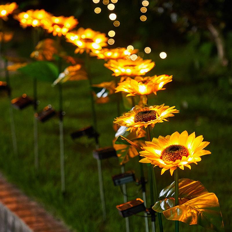 Solar LED Fairy Lights Outdoor Simulated Sunflower Lawn Lamp Garden Ground Light Wedding Valentine's Day Ramadan Decoration
