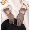 Warm Gloves for Women In Autumn and Winter, Thickened and Fashionable Touch Screen, Anti Cold Suede Adult Gloves  Black Gloves