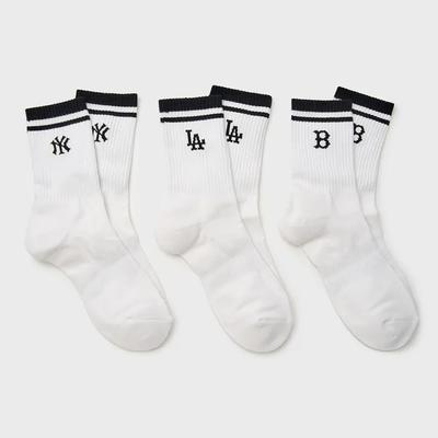 MLB Daily Striped Long Socks 3-Pair Set MLB (White)