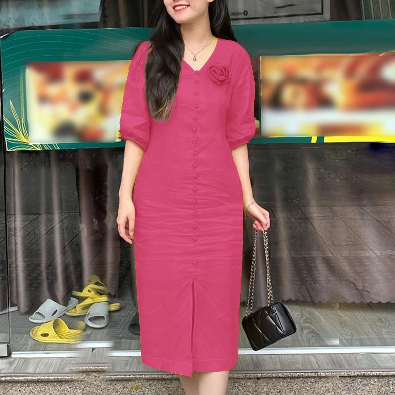 

ZANZEA Женское повседневное свободное летнее платье с V-образным вырезом и короткими рукавами 5XL