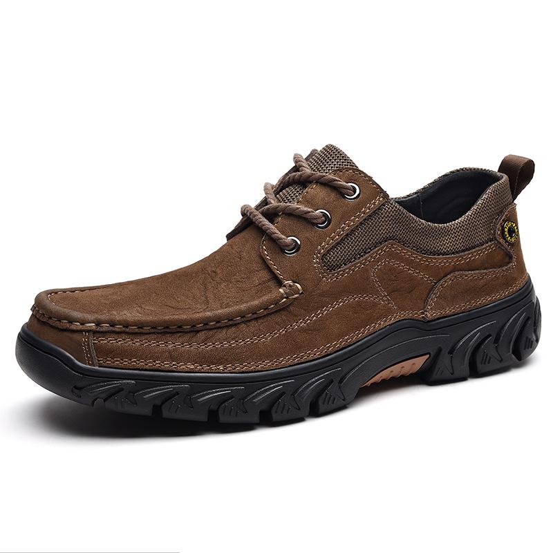 Men s British Style Casual Slip-On Leather Loafers with Thick Non-Slip Sole 46