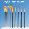 12pcs Flat Nylon Paint Brushes Set Soft Bristle Brush Set for Watercolor Oil Acrylic Painting  for Kids Home Classroom Studio