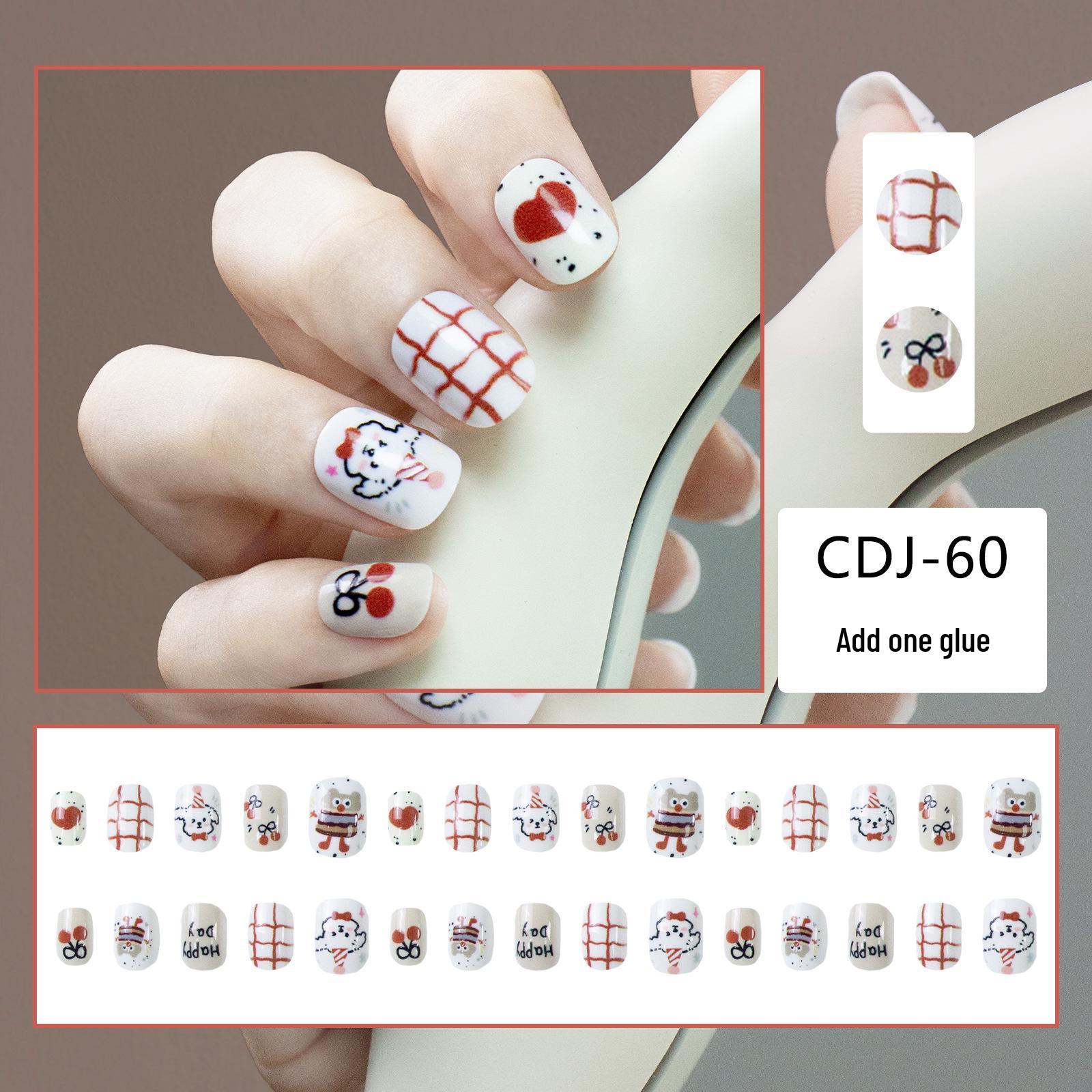 

30-Piece Christmas Red Puppy Cartoon Short Nail Patches