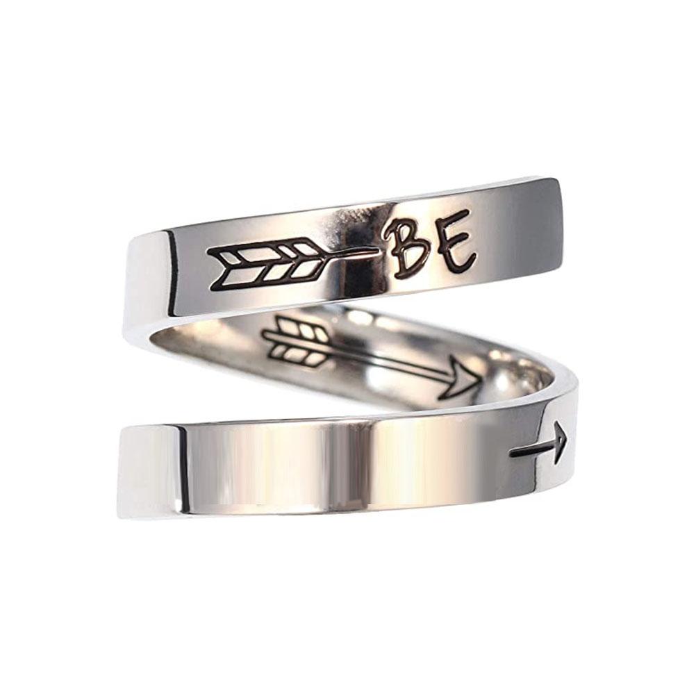 Stainless Steel Inspirational Lettering Finger Ring Birthday Christmas Gifts for Women Girls Men Teen